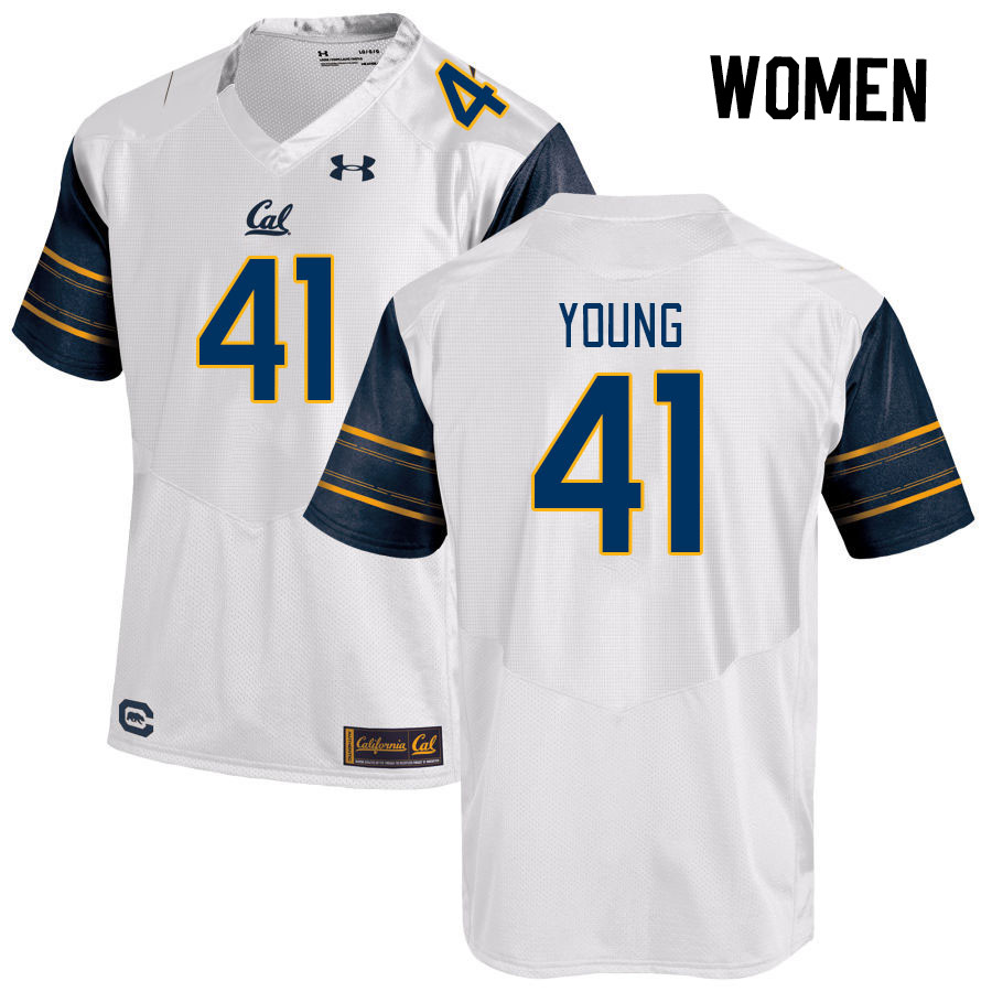 Women #41 Isaiah Young California Golden Bears College Football Jerseys Stitched Sale-White - Click Image to Close